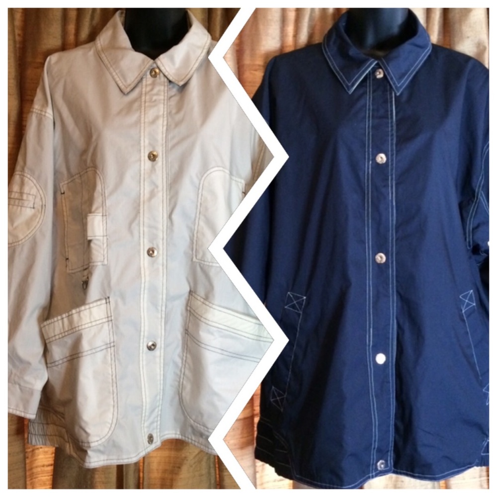 SOLD!! Completely Reversible Braetan Rain Coat Blue/White - Picture 1 of 8